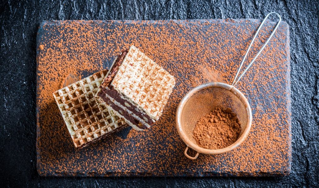 Wafle z masą kakaowo – orzechową